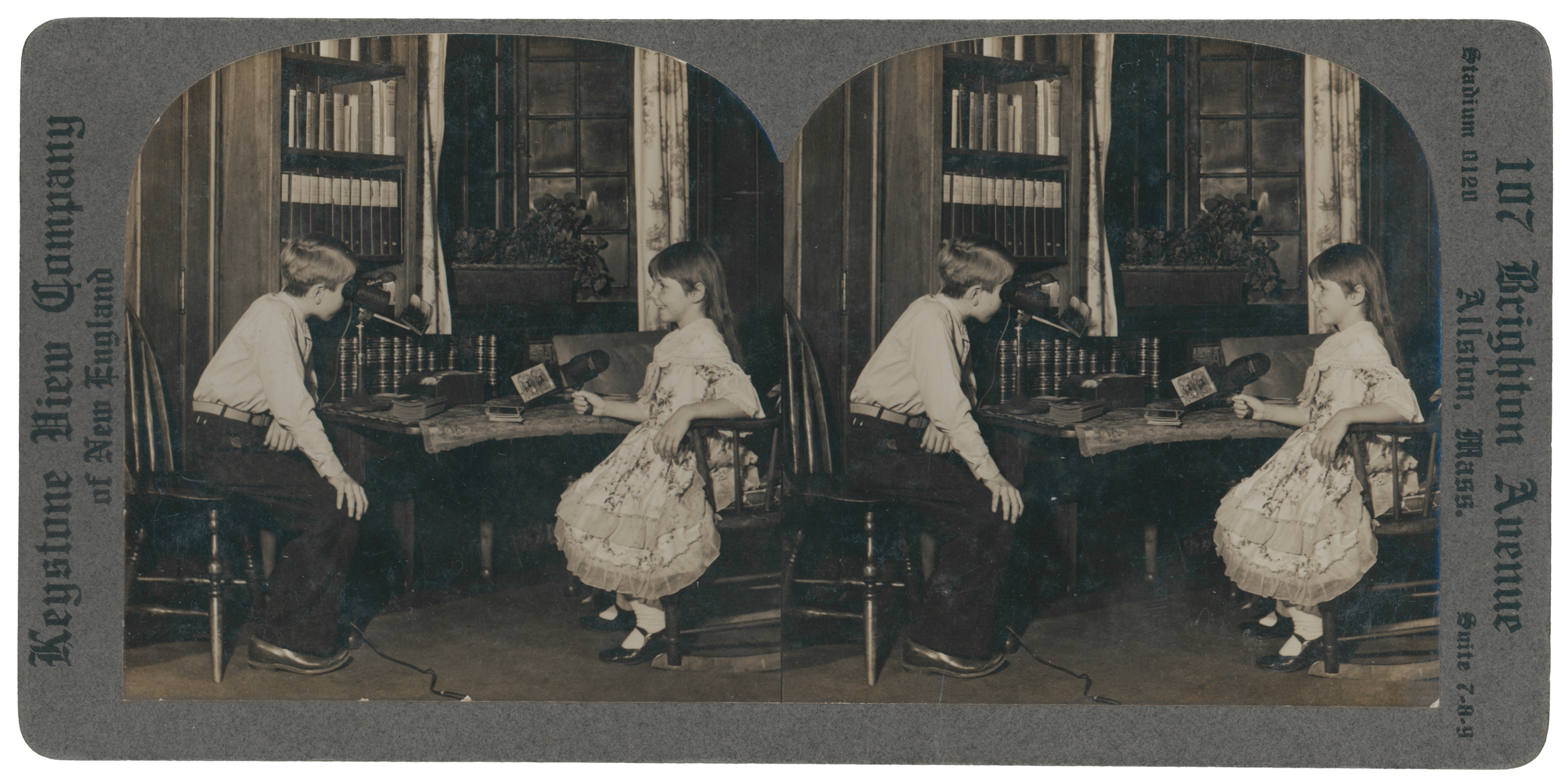 Unidentified photographer, Untitled [Children sitting at a table viewing stereoviews], c1900–15 (albumen prints mounted on card). Courtesy of the Ryerson Image Centre, Gift of Dr. Martin J. Bass and Gail Silverman Bass, 2014